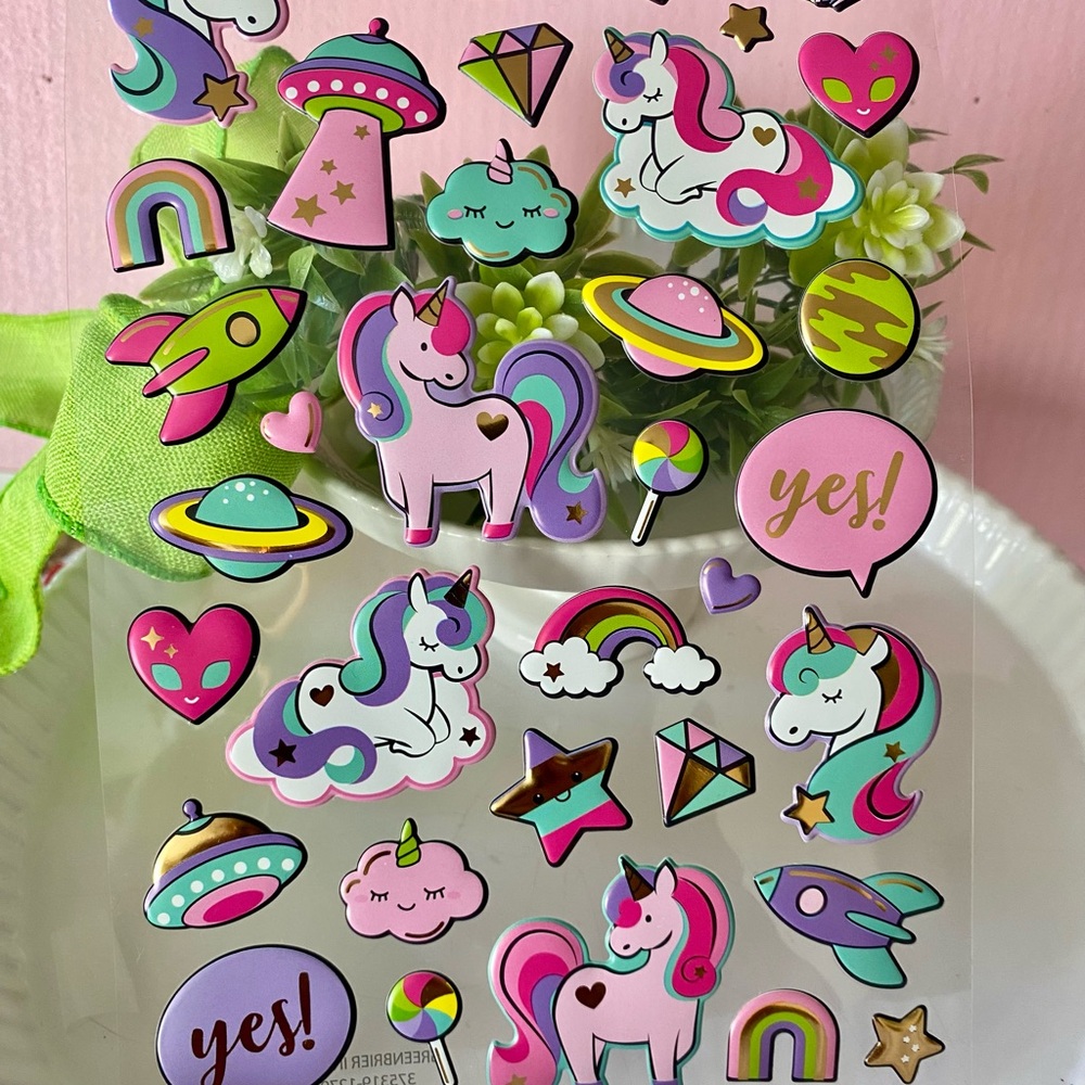 5/$10 Colorful Unicorn and Space Themed Stickers